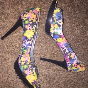 Multicolor Peep-Toe Heels